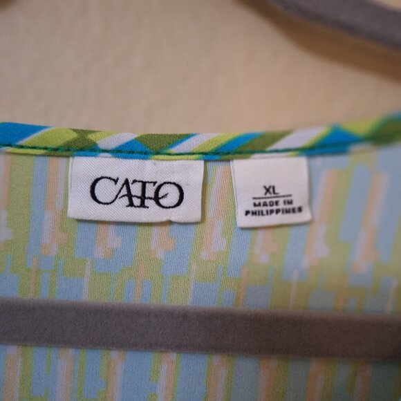 Cato‎ XL Womens Asymmetrical Tunic Geometric Stetchy Artsy Lagenlook - Picture 2 of 8